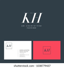 Letters K & H joint logo icon with business card vector template.
