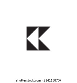 Letters K and H triangles, square simple symbol logo vector