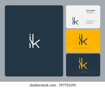 Letters I K, I&K joint logo icon with business card vector template.