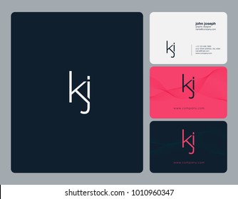 Letters K J, K & J joint logo icon with business card vector template.