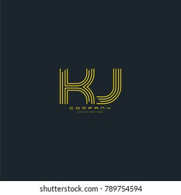 Letters K & J joint logo icon. Stroke letter vector element.
