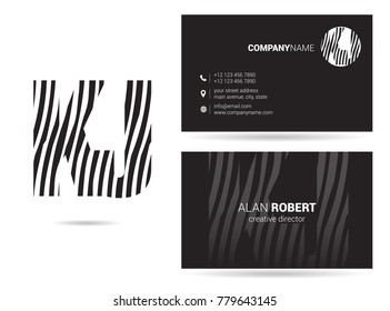 Letters K J Logo icon with Business Card Template Vector.
