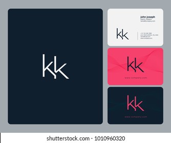 Letters K K, K & K joint logo icon with business card vector template.