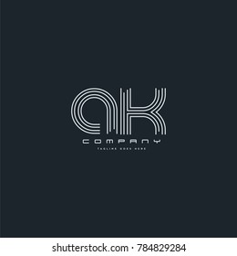 Letters A & K joint logo icon. Stroke letter vector element.
