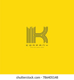Letters I & K joint logo icon. Stroke letter vector element.
