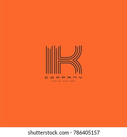 Letters I & K joint logo icon. Stroke letter vector element.