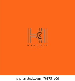 Letters K & I joint logo icon. Stroke letter vector element.
