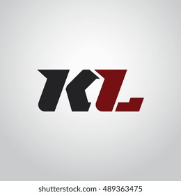 The letters K and L logo automotive black and red colored
