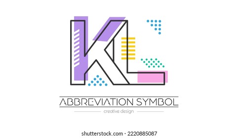 Letters K and L. Merging of two letters. Initials logo or abbreviation symbol. Vector illustration for creative design and creative ideas. Flat style.