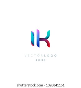 Letters I K, I & K logo, multi colour letters icon vector template.