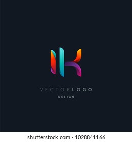Letters I K, I & K logo, multi colour letters icon vector template.