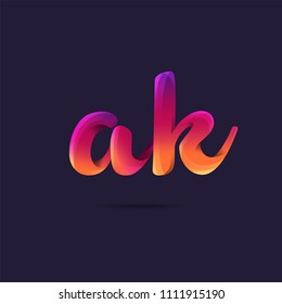 Letters A K, A & K logo, multi colour letters icon vector template.