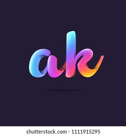 Letters A K, A & K logo, multi colour letters icon vector template.