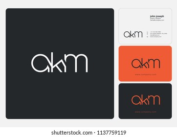 Letters A K M Joint logo icon with business card vector template.