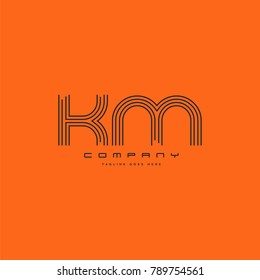 Letters K & M joint logo icon. Stroke letter vector element.
