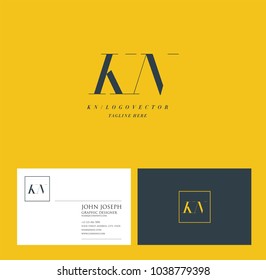 Letters K & N joint logo icon with business card vector template.

