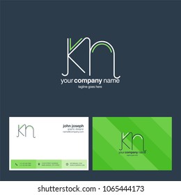 Letters K N, K & N joint logo icon with business card vector template.