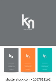Letters K & N logo, icon with business card vector template.