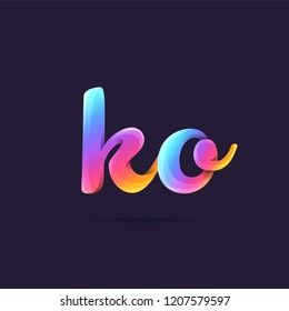 Letters K O, K & O 3D logo, multi colour gradient letters icon vector template.