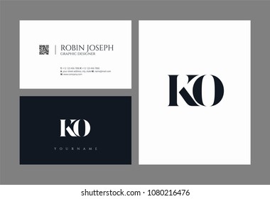 Letters K O, K & O joint logo icon with business card vector template.