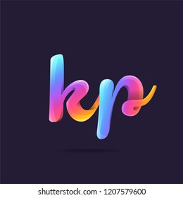 Letters K P, K & P 3D logo, multi colour gradient letters icon vector template.