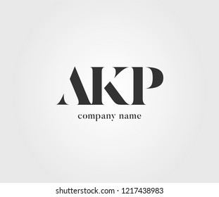 Letters A K P Joint logo icon in white and grey colour scheme vector template.