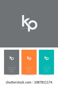 Letters K & P logo, icon with business card vector template.