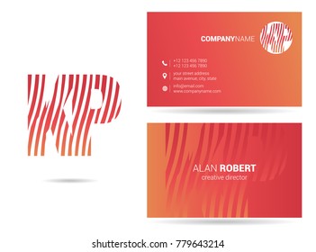 Letters K P Logo icon with Business Card Template Vector.