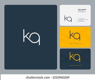 Letters K Q, K & Q joint logo icon with business card vector template.