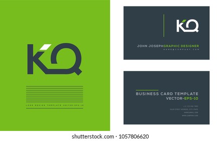 Letters K Q, K & Q joint logo icon with business card vector template.