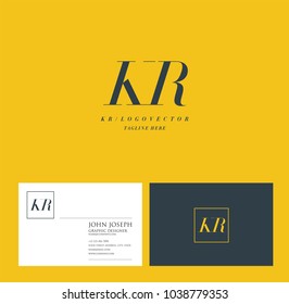 Letters K & R joint logo icon with business card vector template.
