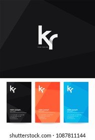 Letters K & R logo, icon with business card vector template.