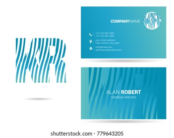 Letters K R Logo icon with Business Card Template Vector.