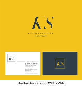 Letters K & S joint logo icon with business card vector template.
