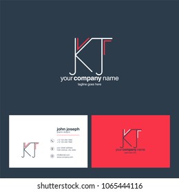 Letters K T, K & T joint logo icon with business card vector template.