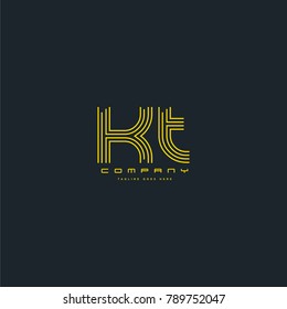 Letters K & T joint logo icon. Stroke letter vector element.
