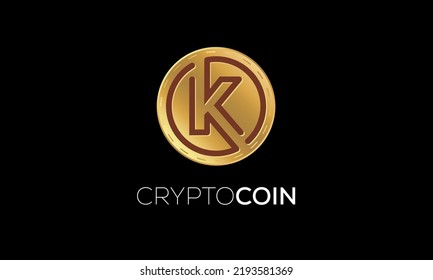 letters K Token cryptocurrency golden coin, Digital online technology blockchain isolated creative letters icon, Vector illustration. Use for logos.