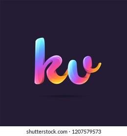 Letters K V, K & V 3D logo, multi colour gradient letters icon vector template.