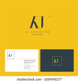 Letters K V, K & V joint logo icon with business card vector template.


