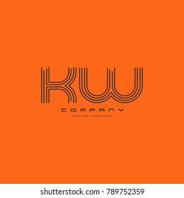 Letters K & W joint logo icon. Stroke letter vector element.
