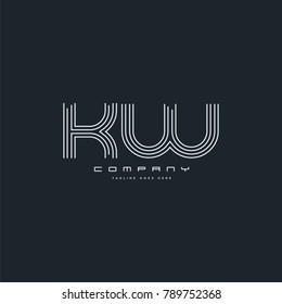Letters K & W joint logo icon. Stroke letter vector element.

