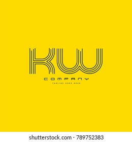 Letters K & W joint logo icon. Stroke letter vector element.
