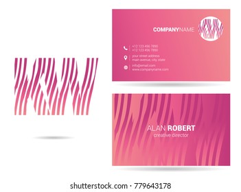Letters K W Logo icon with Business Card Template Vector.