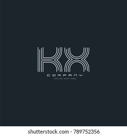 Letters K & X joint logo icon. Stroke letter vector element.
