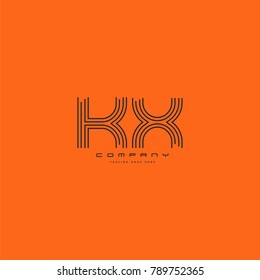 Letters K & X joint logo icon. Stroke letter vector element.
