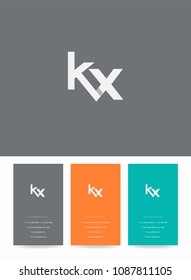Letters K & X logo, icon with business card vector template.