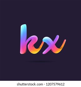 Letters K X, K & X3D logo, multi colour gradient letters icon vector template.