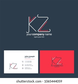 Letters K Z, K & Z joint logo icon with business card vector template.