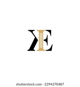 Letters KE and Pillar Logo Theme 002