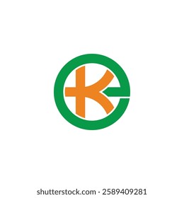 letters ke simple round colorful geometric line logo vector 